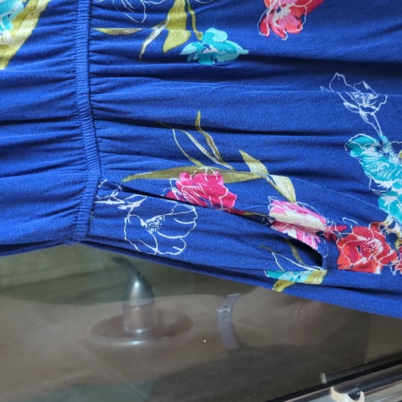 DONATING 1/20/25 Apt. 9 Blue Floral Elastic Waist Dress - Picture 7 of 8